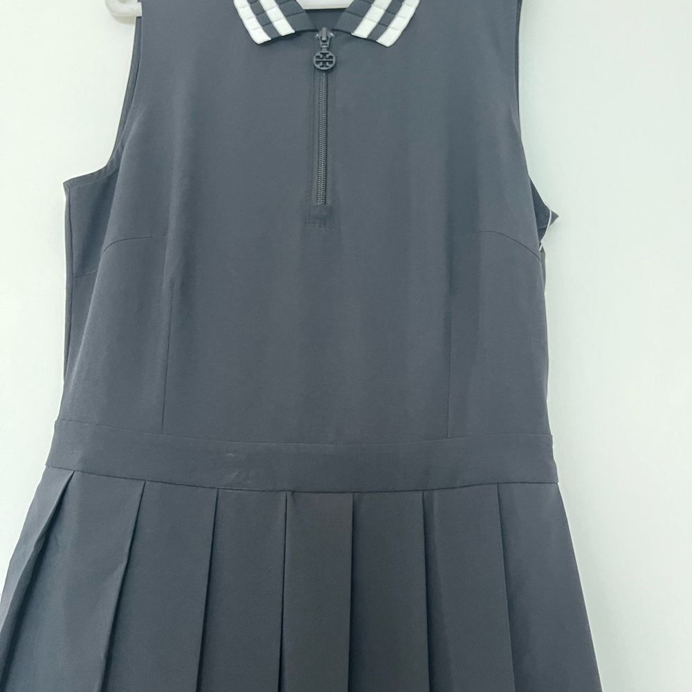 Tory Burch Black performance pleated collar gold dress size small $279 - Picture 9 of 15